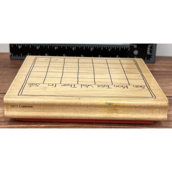 HTF Close to my heart V211 Calendar Wood Mounted Rubber Stamp block background - Picture 3 of 4